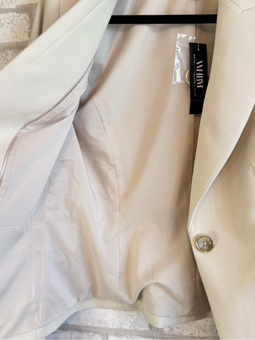 WHBM One Button Blazer Ivory Pumice Jacket NWT Women’s Size 0 Career Chic Coat - Picture 8 of 15